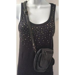 Crossbody - Unisex Black Leather Shoulder Bag